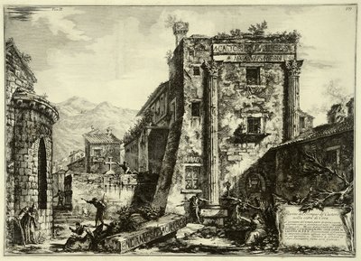 Ruïnes van de Tempel van Castor, uit het album Antiquities of Cora door Francesco Piranesi